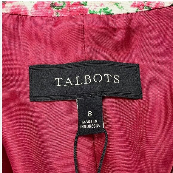 Talbots Grace‎ Fit Blazer Jacket Floral Rose 3/4 Sleeve Cottagecore Boho Spring - Picture 8 of 16